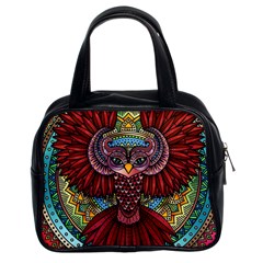 Colorful Owl Art Red Owl Classic Handbag (two Sides) by Bedest