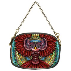 Colorful Owl Art Red Owl Chain Purse (one Side) by Bedest