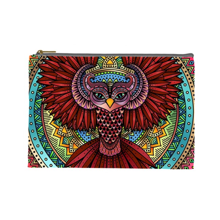 Colorful Owl Art Red Owl Cosmetic Bag (Large)