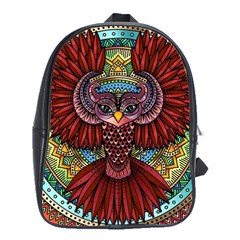 Colorful Owl Art Red Owl School Bag (large)