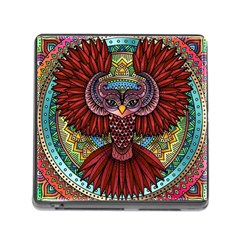 Colorful Owl Art Red Owl Memory Card Reader (square 5 Slot) by Bedest