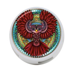 Colorful Owl Art Red Owl 4-port Usb Hub (one Side) by Bedest