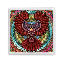 Colorful Owl Art Red Owl Memory Card Reader (square) by Bedest