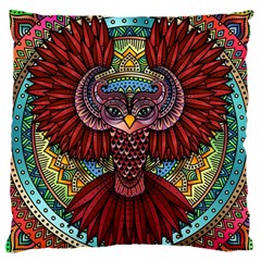 Colorful Owl Art Red Owl Standard Premium Plush Fleece Cushion Case (one Side) by Bedest