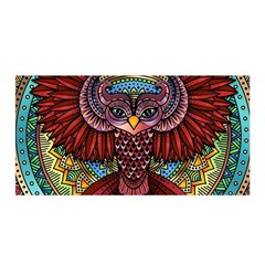 Colorful Owl Art Red Owl Satin Wrap 35  X 70  by Bedest