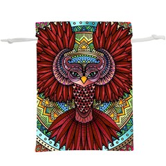 Colorful Owl Art Red Owl Lightweight Drawstring Pouch (xl) by Bedest