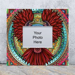 Colorful Owl Art Red Owl White Wall Photo Frame 5  X 7  by Bedest