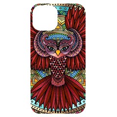 Colorful Owl Art Red Owl Iphone 14 Black Uv Print Case by Bedest