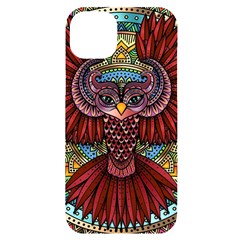 Colorful Owl Art Red Owl Iphone 14 Plus Black Uv Print Case by Bedest