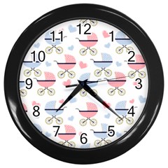 Pattern Stroller Carriage Texture Wall Clock (black) by Grandong