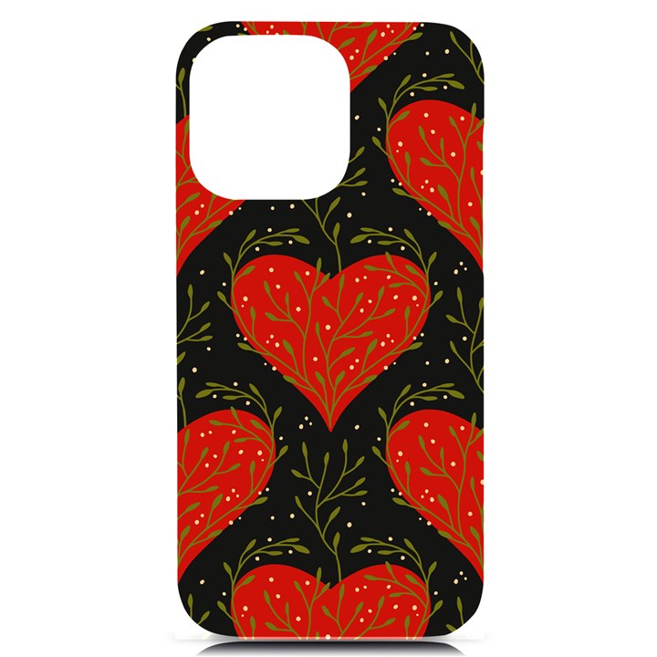 Love Hearts Pattern Style iPhone 14 Pro Max Black UV Print Case