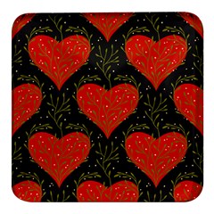 Love Hearts Pattern Style Square Glass Fridge Magnet (4 Pack) by Grandong