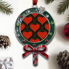 Love Hearts Pattern Style Metal X mas Lollipop With Crystal Ornament by Grandong