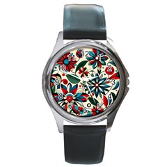 Flora Pattern Flower Round Metal Watch by Grandong