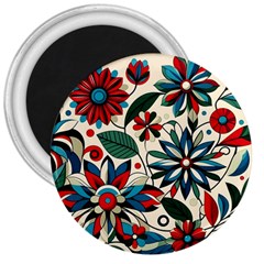 Flora Pattern Flower 3  Magnets by Grandong