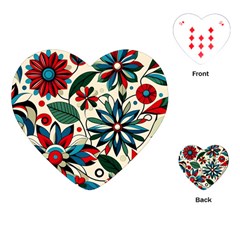 Flora Pattern Flower Playing Cards Single Design (heart)