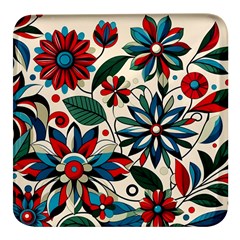 Flora Pattern Flower Square Glass Fridge Magnet (4 Pack) by Grandong