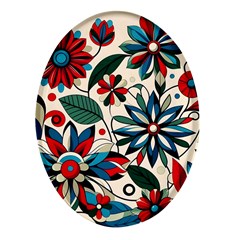 Flora Pattern Flower Oval Glass Fridge Magnet (4 Pack) by Grandong