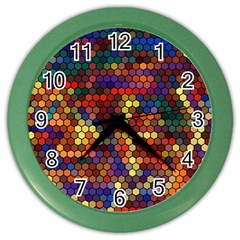 Hexagon Honeycomb Pattern Color Wall Clock by Grandong