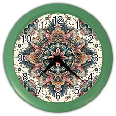 Floral Pattern Flowers Color Wall Clock by Grandong