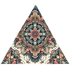 Floral Pattern Flowers Wooden Puzzle Triangle by Grandong