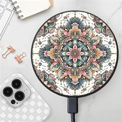 Floral Pattern Flowers Wireless Fast Charger(black) by Grandong