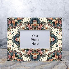 Floral Pattern Flowers White Tabletop Photo Frame 4 x6  by Grandong