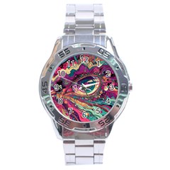 Human Eye Pattern Stainless Steel Analogue Watch