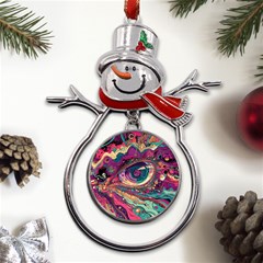 Human Eye Pattern Metal Snowman Ornament by Grandong