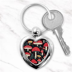 Mushrooms Psychedelic Key Chain (heart) by Grandong