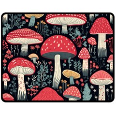 Mushrooms Psychedelic Two Sides Fleece Blanket (medium) by Grandong