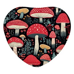 Mushrooms Psychedelic Heart Glass Fridge Magnet (4 Pack) by Grandong