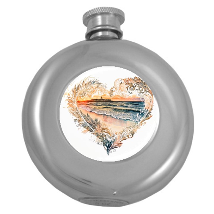 Mandalas-1084082 Ai-generated-7899053 Round Hip Flask (5 oz)