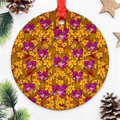 Blooming Flowers Of Orchid Paradise Ornament (round) by pepitasart