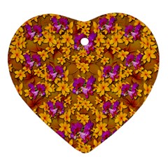 Blooming Flowers Of Orchid Paradise Ornament (heart) by pepitasart