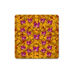 Blooming Flowers Of Orchid Paradise Square Magnet by pepitasart