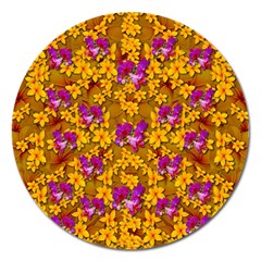 Blooming Flowers Of Orchid Paradise Magnet 5  (round) by pepitasart