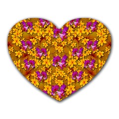 Blooming Flowers Of Orchid Paradise Heart Mousepad by pepitasart