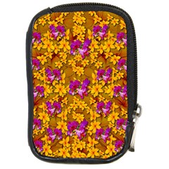 Blooming Flowers Of Orchid Paradise Compact Camera Leather Case by pepitasart