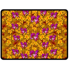 Blooming Flowers Of Orchid Paradise Fleece Blanket (large) by pepitasart