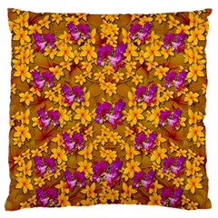 Blooming Flowers Of Orchid Paradise Large Cushion Case (two Sides) by pepitasart