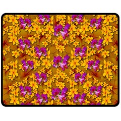 Blooming Flowers Of Orchid Paradise Two Sides Fleece Blanket (medium) by pepitasart