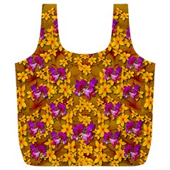 Blooming Flowers Of Orchid Paradise Full Print Recycle Bag (xl) by pepitasart