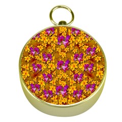 Blooming Flowers Of Orchid Paradise Gold Compasses by pepitasart