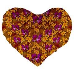 Blooming Flowers Of Orchid Paradise Large 19  Premium Flano Heart Shape Cushions by pepitasart