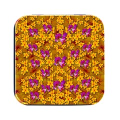 Blooming Flowers Of Orchid Paradise Square Metal Box (black) by pepitasart