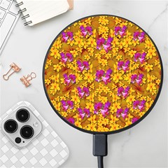 Blooming Flowers Of Orchid Paradise Wireless Fast Charger(black) by pepitasart