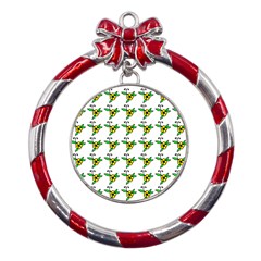 Pattern Design  Metal Red Ribbon Round Ornament by lipli