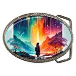 Starry Night Wanderlust: A Whimsical Adventure Belt Buckles Front