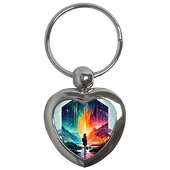 Starry Night Wanderlust: A Whimsical Adventure Key Chain (heart) by stine1